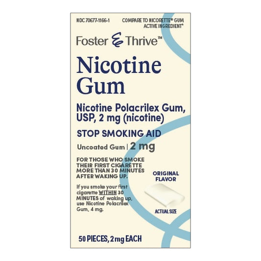 Foster & Thrive Nicotine Gum, 2 mg – Craving Relief in Convenient Box
