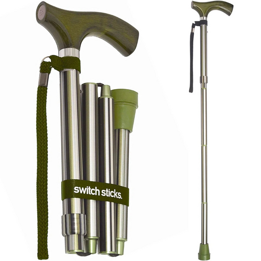 Folding Cane Switch Sticks® Aluminum 32 to 37 Inch Height Huntington Print