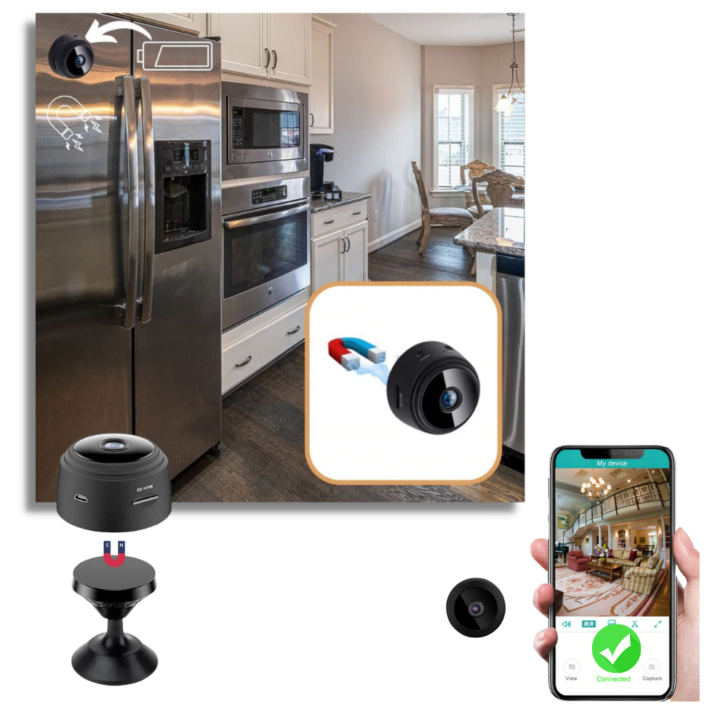 Mini Wireless Surveillance Camera - Portable HD Security Cam with Night Vision