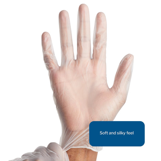 Exam Glove Trilon X-Large NonSterile Vinyl Standard Cuff Length Smooth Clear Not Rated WITH PROP. 65 WARNING, Packaging Type- Box