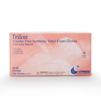 Exam Glove Trilon X-Large NonSterile Vinyl Standard Cuff Length Smooth Clear Not Rated WITH PROP. 65 WARNING, Packaging Type- Box