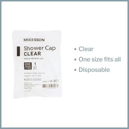 Shower Cap McKesson One Size Fits Most Clear, Packaging Type- Each