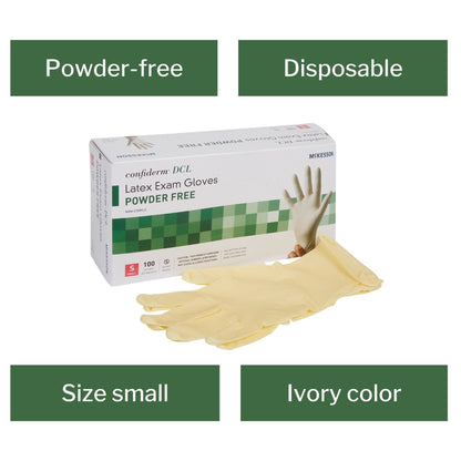 Exam Glove McKesson Confiderm Small NonSterile Latex Standard Cuff Length Smooth Ivory Not Rated, Packaging Type- Box