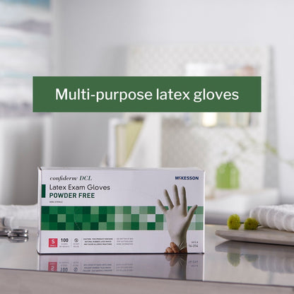 Exam Glove McKesson Confiderm Small NonSterile Latex Standard Cuff Length Smooth Ivory Not Rated, Packaging Type- Box