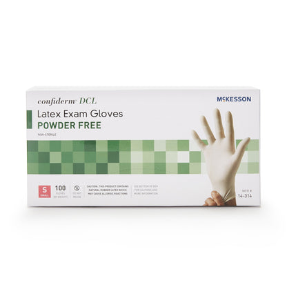 Exam Glove McKesson Confiderm Small NonSterile Latex Standard Cuff Length Smooth Ivory Not Rated, Packaging Type- Box