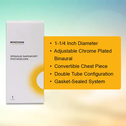 Sprague Stethoscope McKesson LUMEON Black 2-Tube 22 Inch Tube Double Sided Chestpiece, Packaging Type- Each