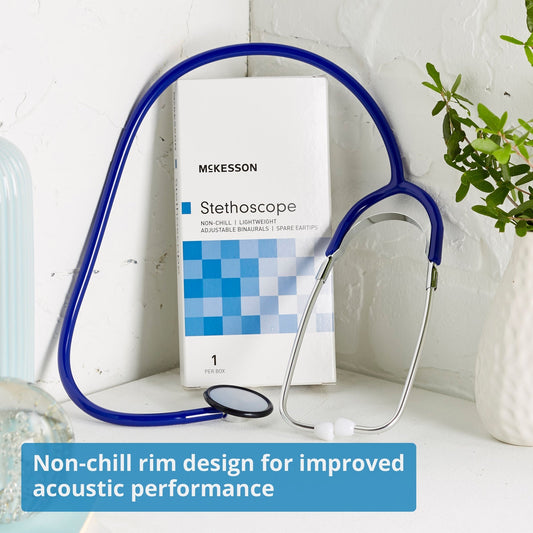 General Exam Stethoscope McKesson Royal Blue 1-Tube 21 Inch Tube Single Sided Chestpiece, Packaging Type- Each