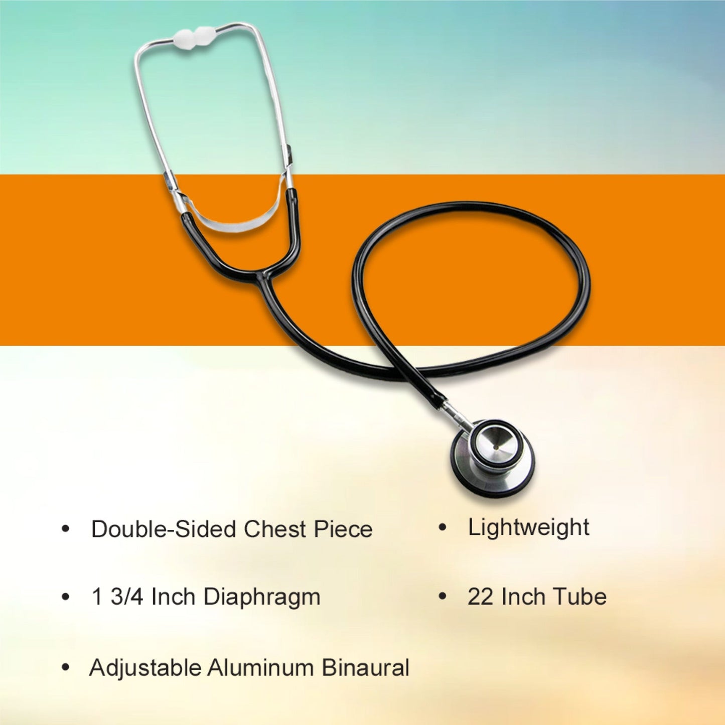 General Exam Stethoscope McKesson Black 1-Tube 22 Inch Tube Double Sided Chestpiece, Packaging Type- Each