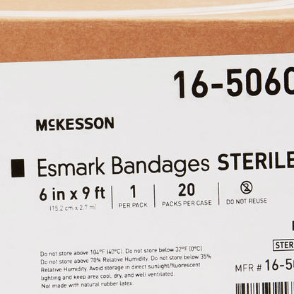 Esmark Compression Bandage McKesson 6 Inch X 3 Yard No Closure Blue Sterile High Compression, Packaging Type- Each