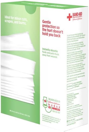 Non-Adherent Dressing Band-Aid Hurt-Free 3 X 4 Inch Sterile 10 per Pack, Packaging Type- Box