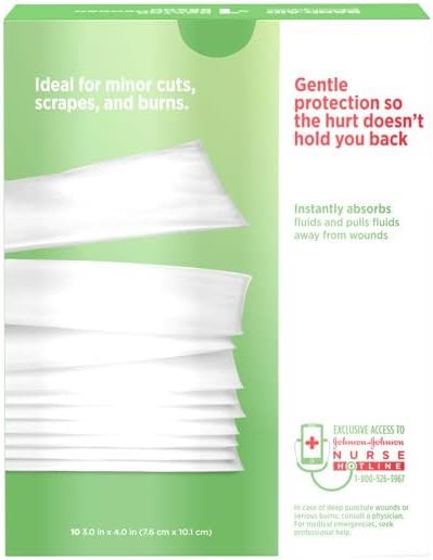Non-Adherent Dressing Band-Aid Hurt-Free 3 X 4 Inch Sterile 10 per Pack, Packaging Type- Box