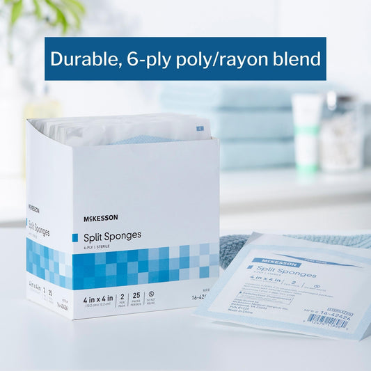 Drain Sponge McKesson 4 X 4 Inch 6-Ply Sterile 2 per Pack, Packaging Type- Box