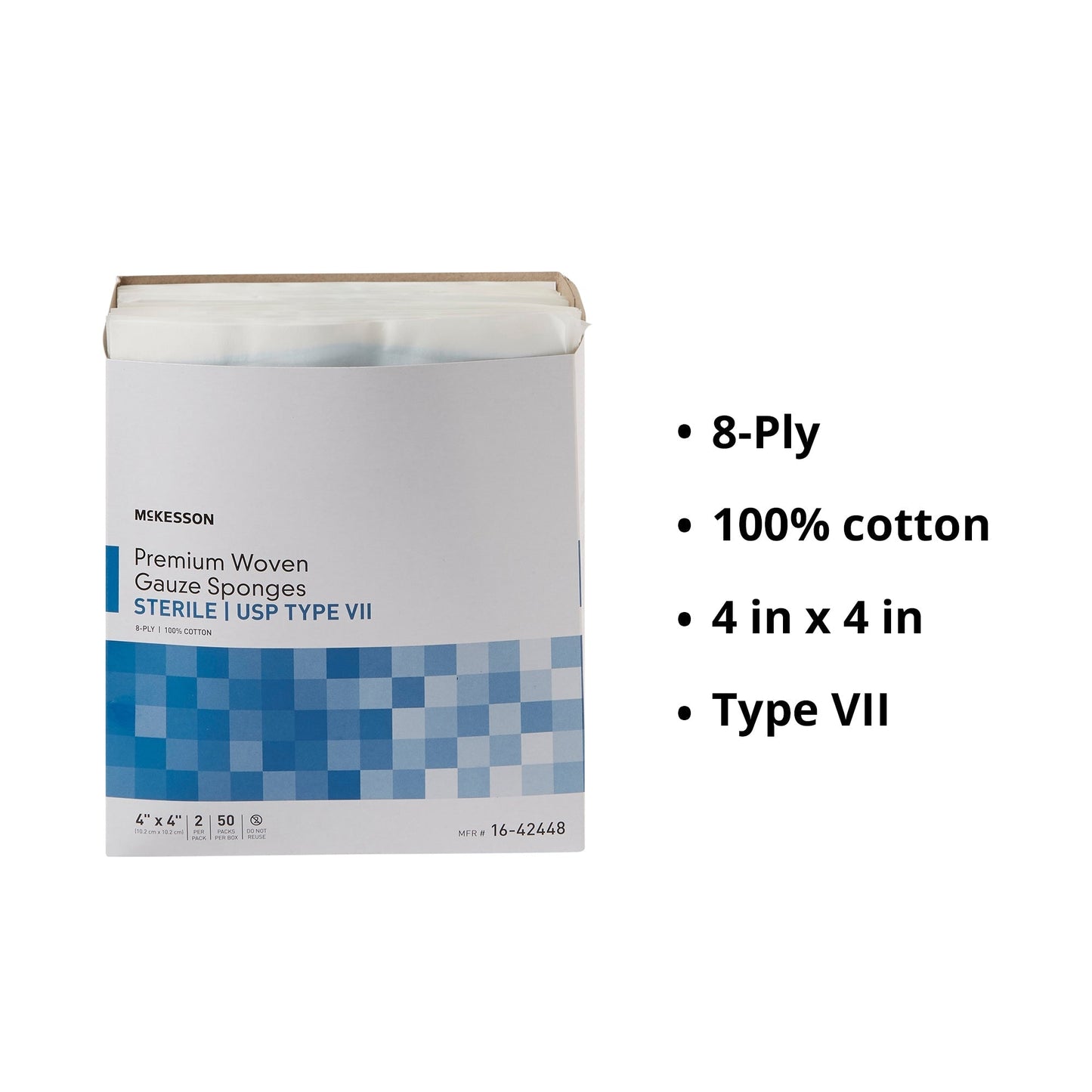 Gauze Sponge McKesson 4 X 4 Inch 8-Ply Sterile 2 per Pack, Packaging Type- Box