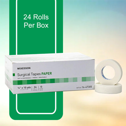 Medical Tape McKesson White 1/2 Inch X 10 Yard Paper NonSterile, Packaging Type- Box