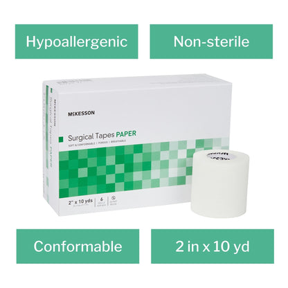 Medical Tape McKesson White 2 Inch X 10 Yard Paper NonSterile, Packaging Type- Box