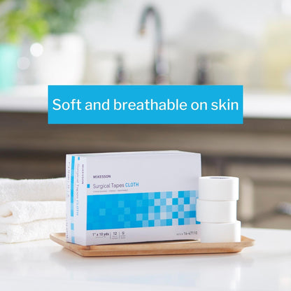 Medical Tape McKesson White 1 Inch X 10 Yard Silk-Like Cloth NonSterile, Packaging Type- Box