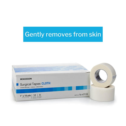 Medical Tape McKesson White 1 Inch X 10 Yard Silk-Like Cloth NonSterile, Packaging Type- Box
