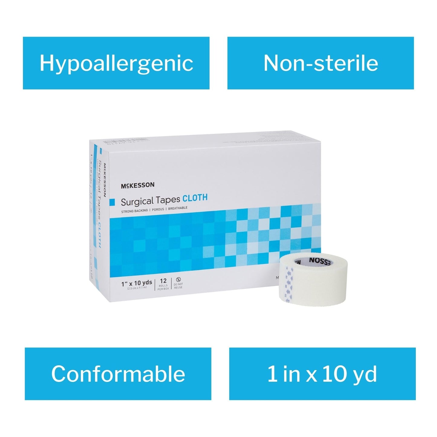 Medical Tape McKesson White 1 Inch X 10 Yard Silk-Like Cloth NonSterile, Packaging Type- Box