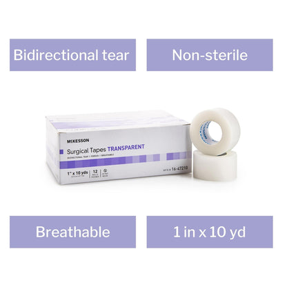 Medical Tape McKesson Transparent 1 Inch X 10 Yard Plastic NonSterile, Packaging Type- Box