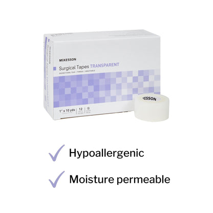 Medical Tape McKesson Transparent 1 Inch X 10 Yard Plastic NonSterile, Packaging Type- Box