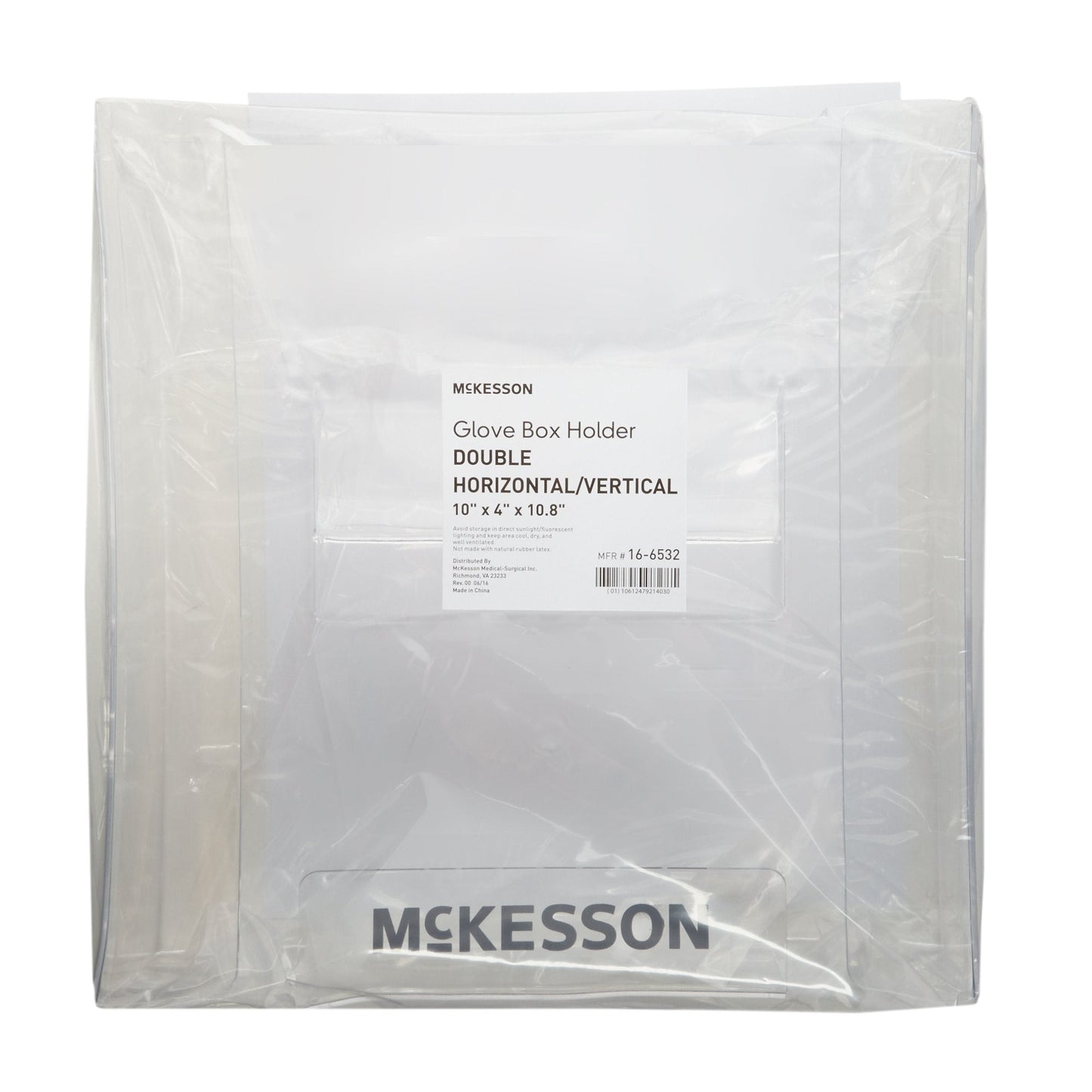 Glove Box Holder McKesson Horizontal or Vertical Mounted 2-Box Capacity Clear 4 X 10 X 10-3/4 Inch Plastic, Packaging Type- Each