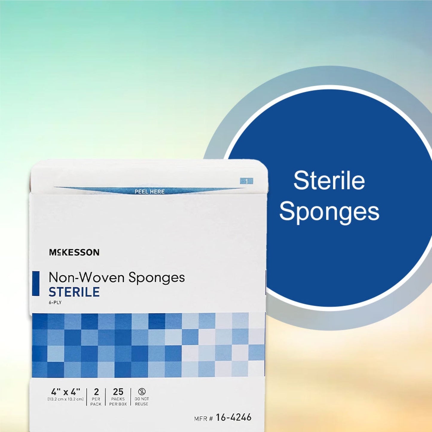Nonwoven Sponge McKesson 4 X 4 Inch 6-Ply Sterile 2 per Pack, Packaging Type- Box