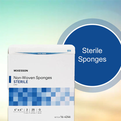 Nonwoven Sponge McKesson 4 X 4 Inch 6-Ply Sterile 2 per Pack, Packaging Type- Box