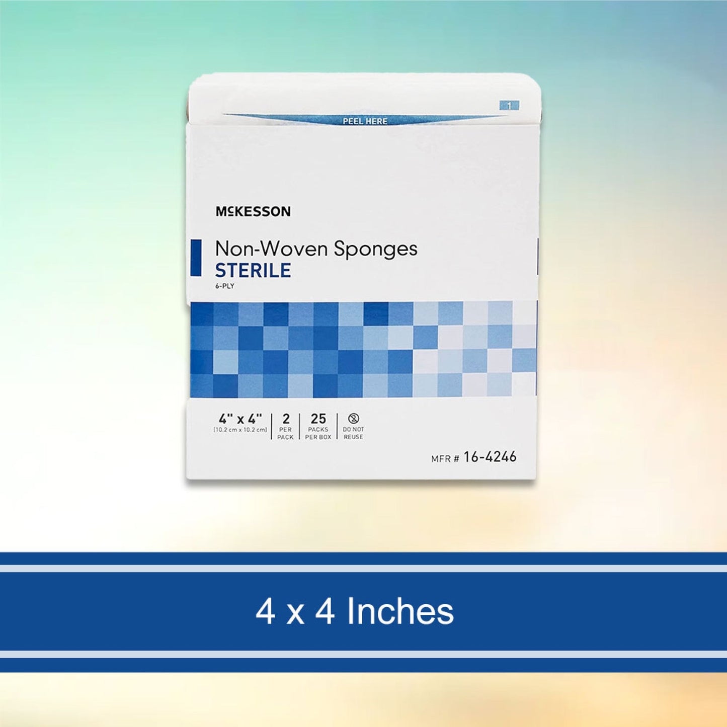 Nonwoven Sponge McKesson 4 X 4 Inch 6-Ply Sterile 2 per Pack, Packaging Type- Box