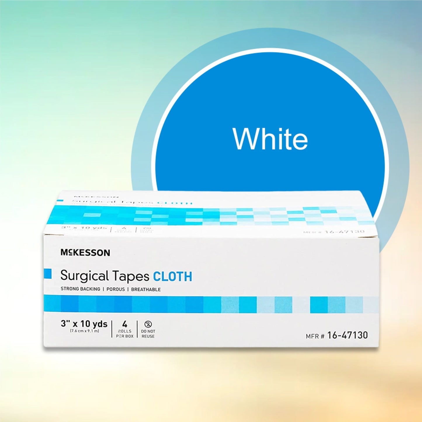 Medical Tape McKesson White 3 Inch X 10 Yard Silk-Like Cloth NonSterile, Packaging Type- Box