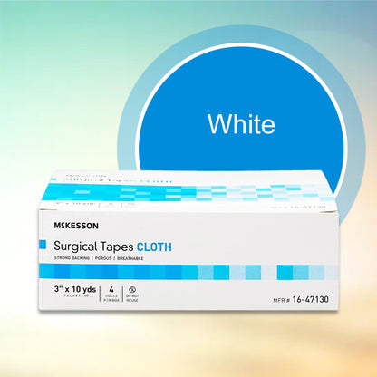 Medical Tape McKesson White 3 Inch X 10 Yard Silk-Like Cloth NonSterile, Packaging Type- Box
