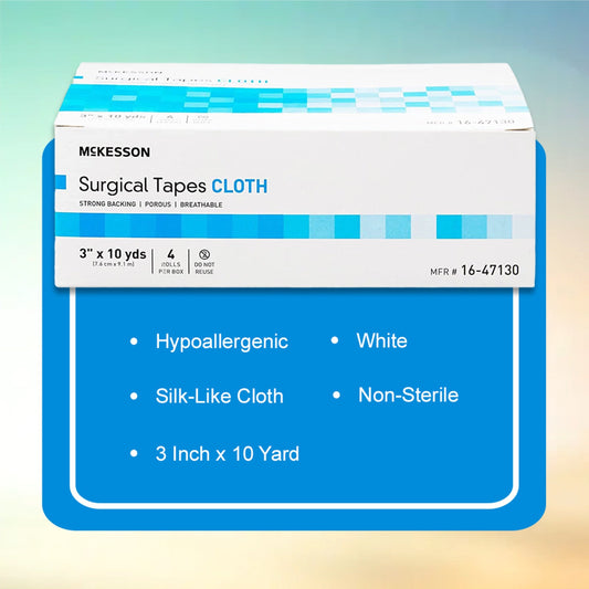 Medical Tape McKesson White 3 Inch X 10 Yard Silk-Like Cloth NonSterile, Packaging Type- Box