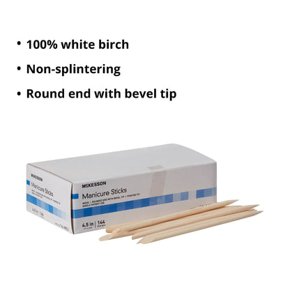 Manicure Stick McKesson 4.5 Inch 100% White Birch, Packaging Type- Box
