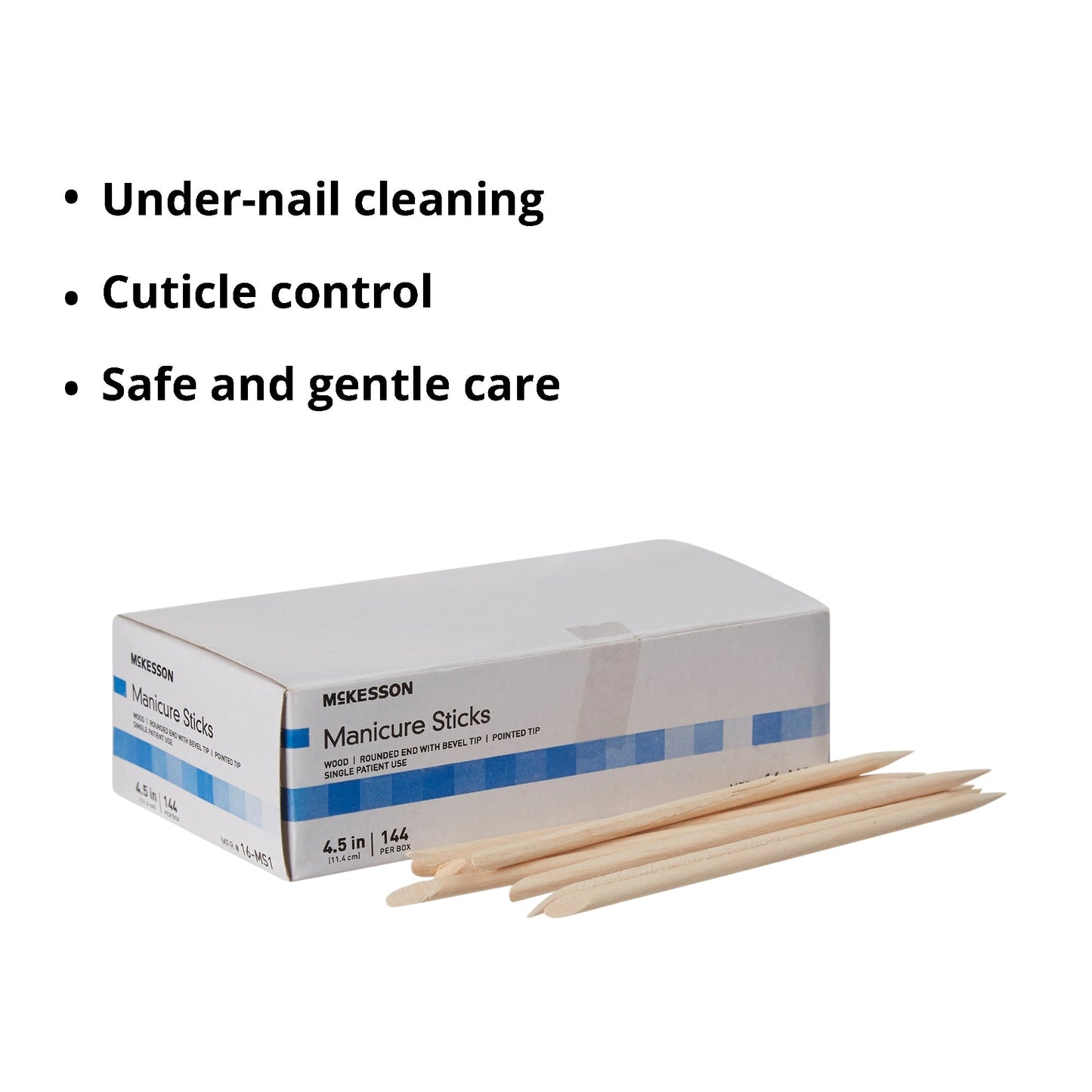 Manicure Stick McKesson 4.5 Inch 100% White Birch, Packaging Type- Box