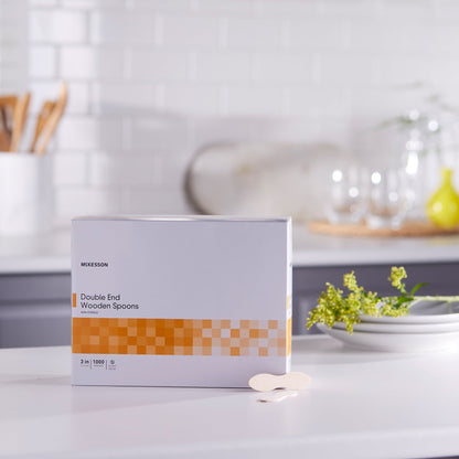 Medical Spoon McKesson Double Ended Tan Wood, Packaging Type- Box