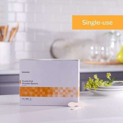 Medical Spoon McKesson Double Ended Tan Wood, Packaging Type- Box