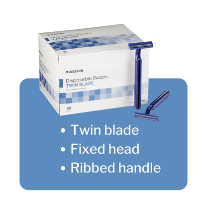 Personal Razor McKesson Single Edge Twin Blade NonSterile Disposable, Packaging Type- Box