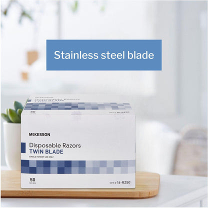 Personal Razor McKesson Single Edge Twin Blade NonSterile Disposable, Packaging Type- Box