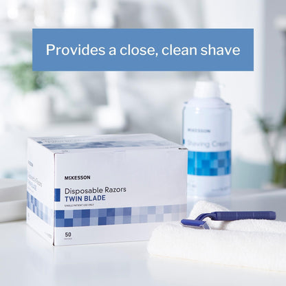 Personal Razor McKesson Single Edge Twin Blade NonSterile Disposable, Packaging Type- Box