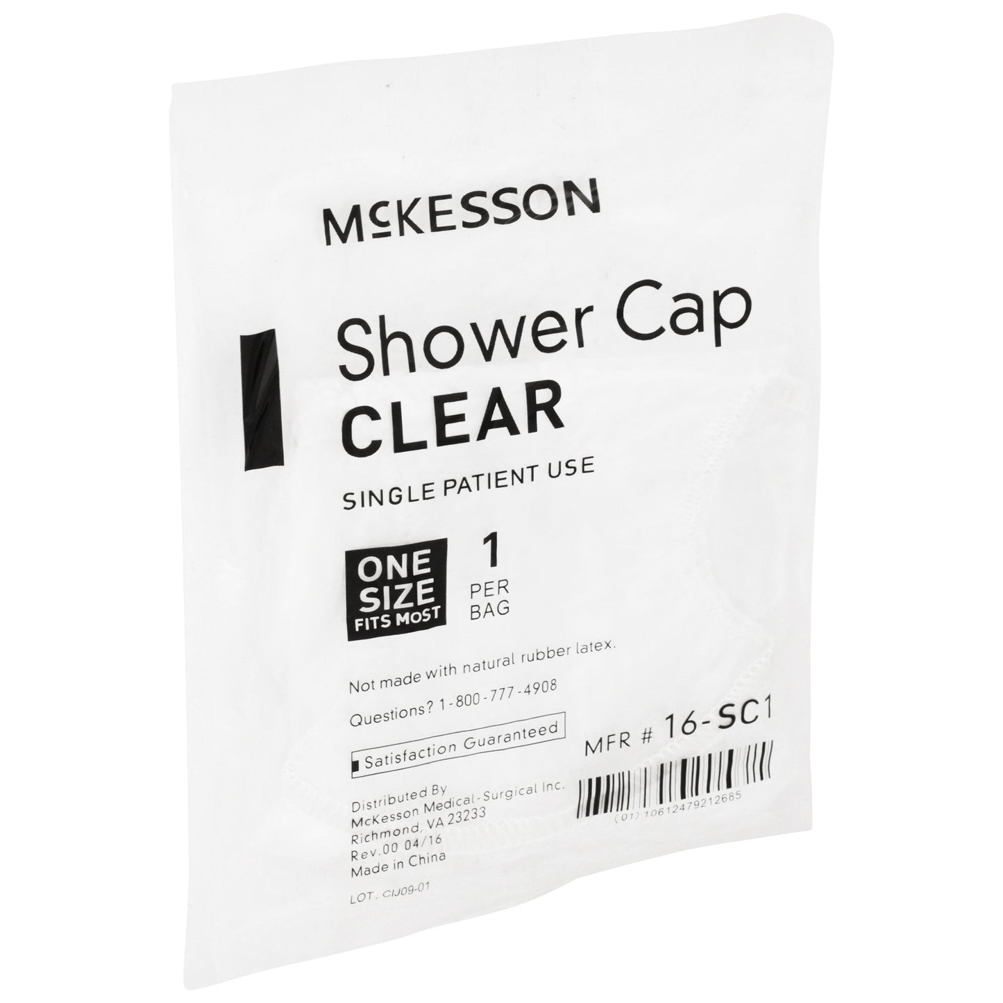 Shower Cap McKesson One Size Fits Most Clear, Packaging Type- Each