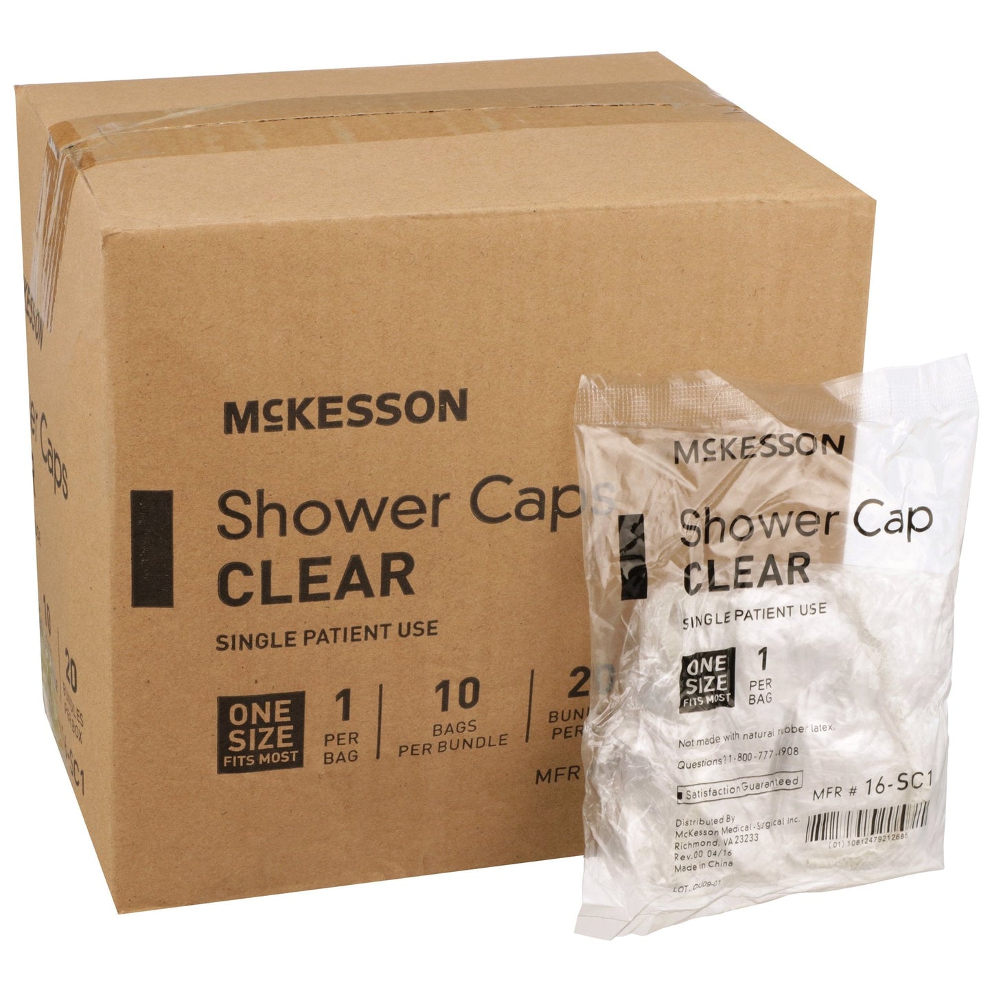Shower Cap McKesson One Size Fits Most Clear, Packaging Type- Each