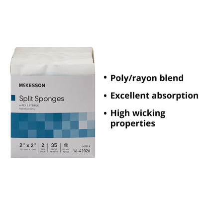 I.V. Sponge McKesson 2 X 2 Inch 6-Ply Sterile 2 per Pack, Packaging Type- Box