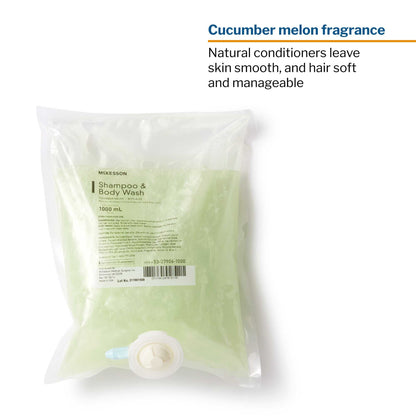 Shampoo and Body Wash McKesson 1,000 mL Dispenser Refill Bag Cucumber Melon Scent, Packaging Type- Each