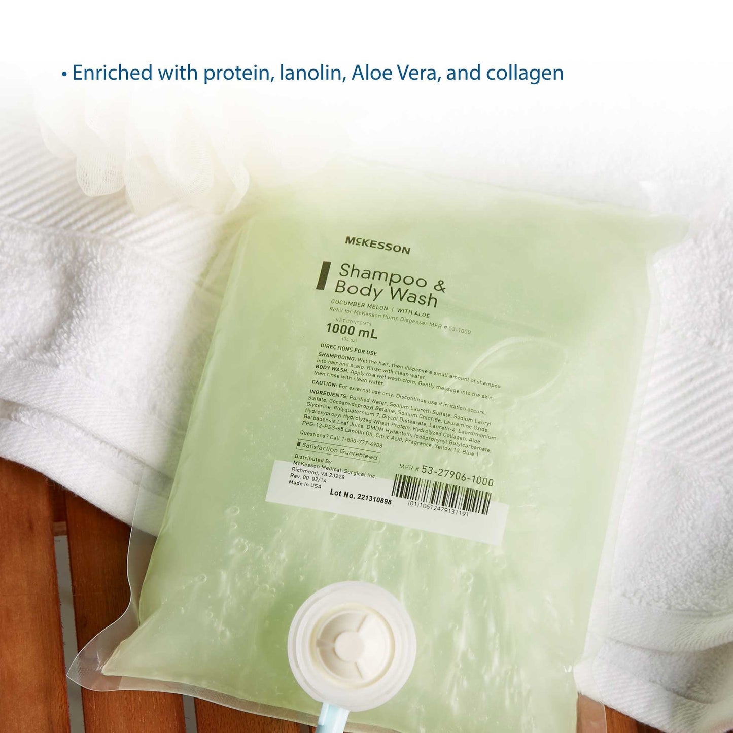 Shampoo and Body Wash McKesson 1,000 mL Dispenser Refill Bag Cucumber Melon Scent, Packaging Type- Each