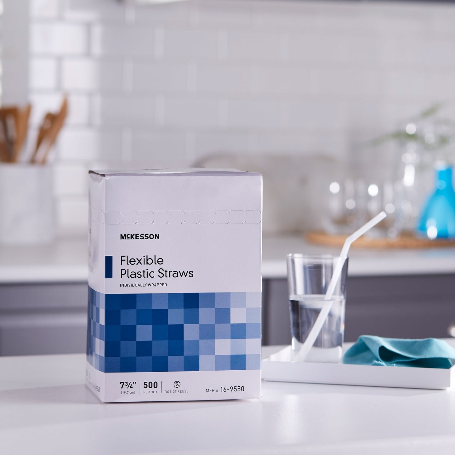 Flexible Drinking Straw McKesson 7-3/4 Inch Length White Individually Wrapped, Packaging Type- Box
