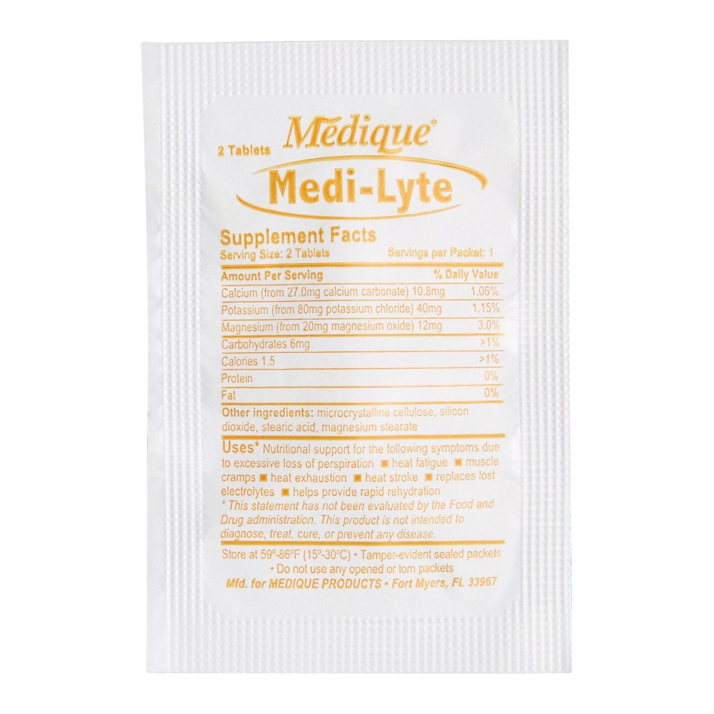 Mineral Supplement Medi-Lyte Calcium / Potassium / Magnesium 10.8 mg - 40 mg - 12 mg Strength Tablet 500 per Box, Packaging Type- Box