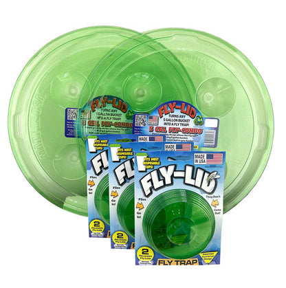 Fly Lid Combo- Indoor Outdoor Eco Friendly Fly Control Pack – Includes 12 Fly-Lids for Disposable Cups and (3) 5 Gallon Bucket Fly-Condo™ Lids. - Default Title - fly-lid-combo-indoor-outdoor-eco-friendly-fly-control-pack-includes-12-fly-lids-for-disposable-cups-and-3-5-gallon-bucket-fly-condo™-lids