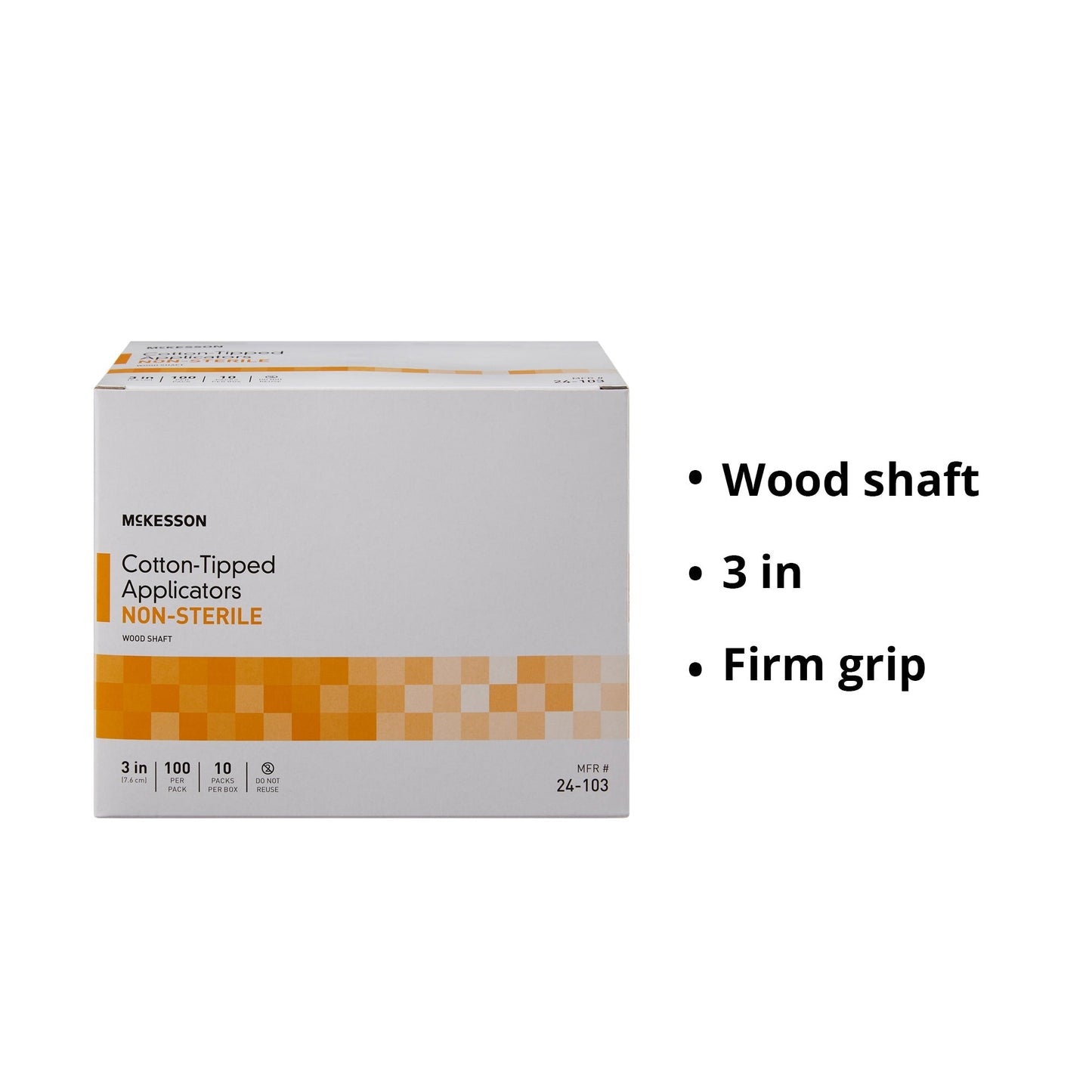 Swabstick McKesson Cotton Tip Wood Shaft 3 Inch NonSterile 100 per Pack, Packaging Type- Box