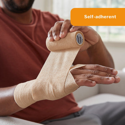 Cohesive Bandage McKesson 3 Inch X 5 Yard Self-Adherent Closure Tan NonSterile Standard Compression, Packaging Type- Case