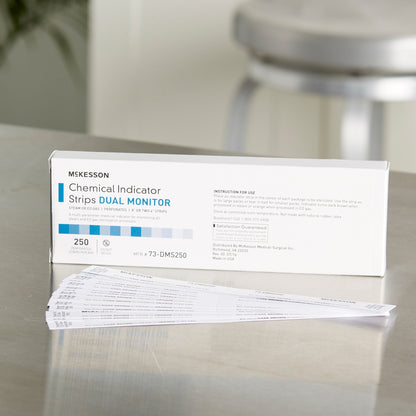 McKesson Sterilization Chemical Indicator Strip Steam / EO Gas 8 Inch, Packaging Type- Box