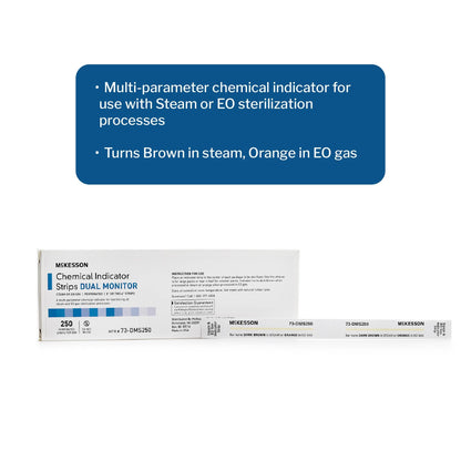 McKesson Sterilization Chemical Indicator Strip Steam / EO Gas 8 Inch, Packaging Type- Box